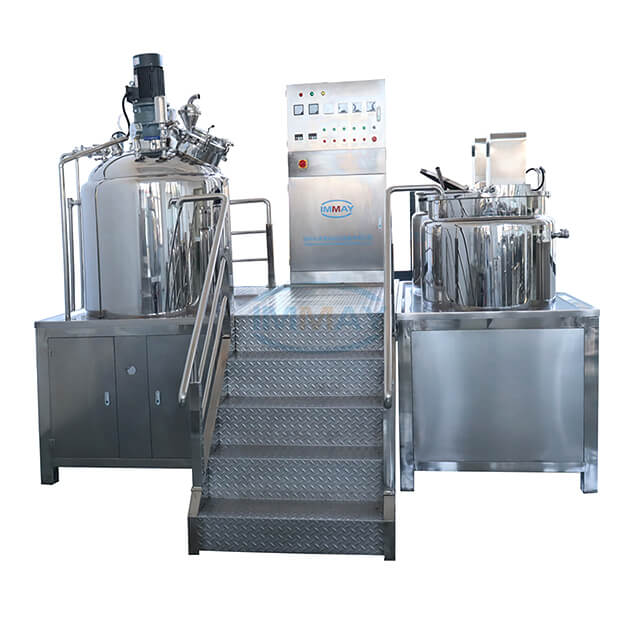 500L Fixed Type Vacuum Homogeneous Emulsifier Mixer with Oil And Water Tank For Pharmaceutical Cosmetic Chemical Production